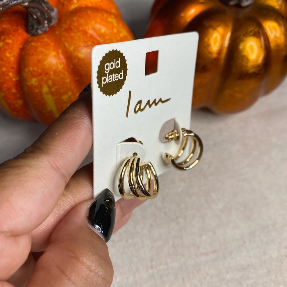 I Am Gold Plated Earrings Hoops - Picture 3 of 5
